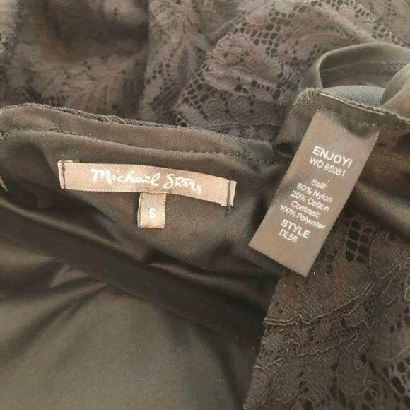 Michael Stars Women's Lace Shift Dress Size S  V-Back 3/4 Sleeves Black Classic - Picture 8 of 8